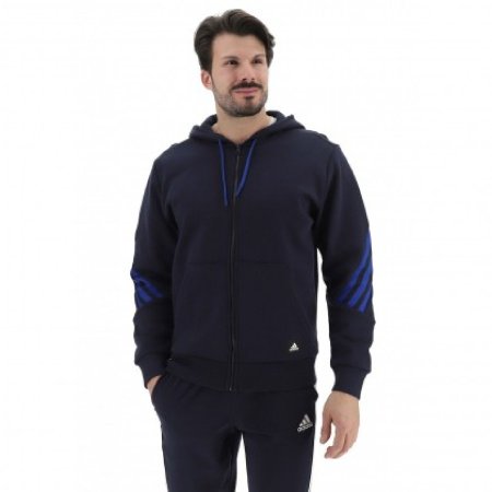 هودي اديداس فيوتشر ايكون ثلاث خطوط للرجال لون أزرق-adidas Mens' Future Icons 3-Stripes Full-Zip Hoodie - Blue